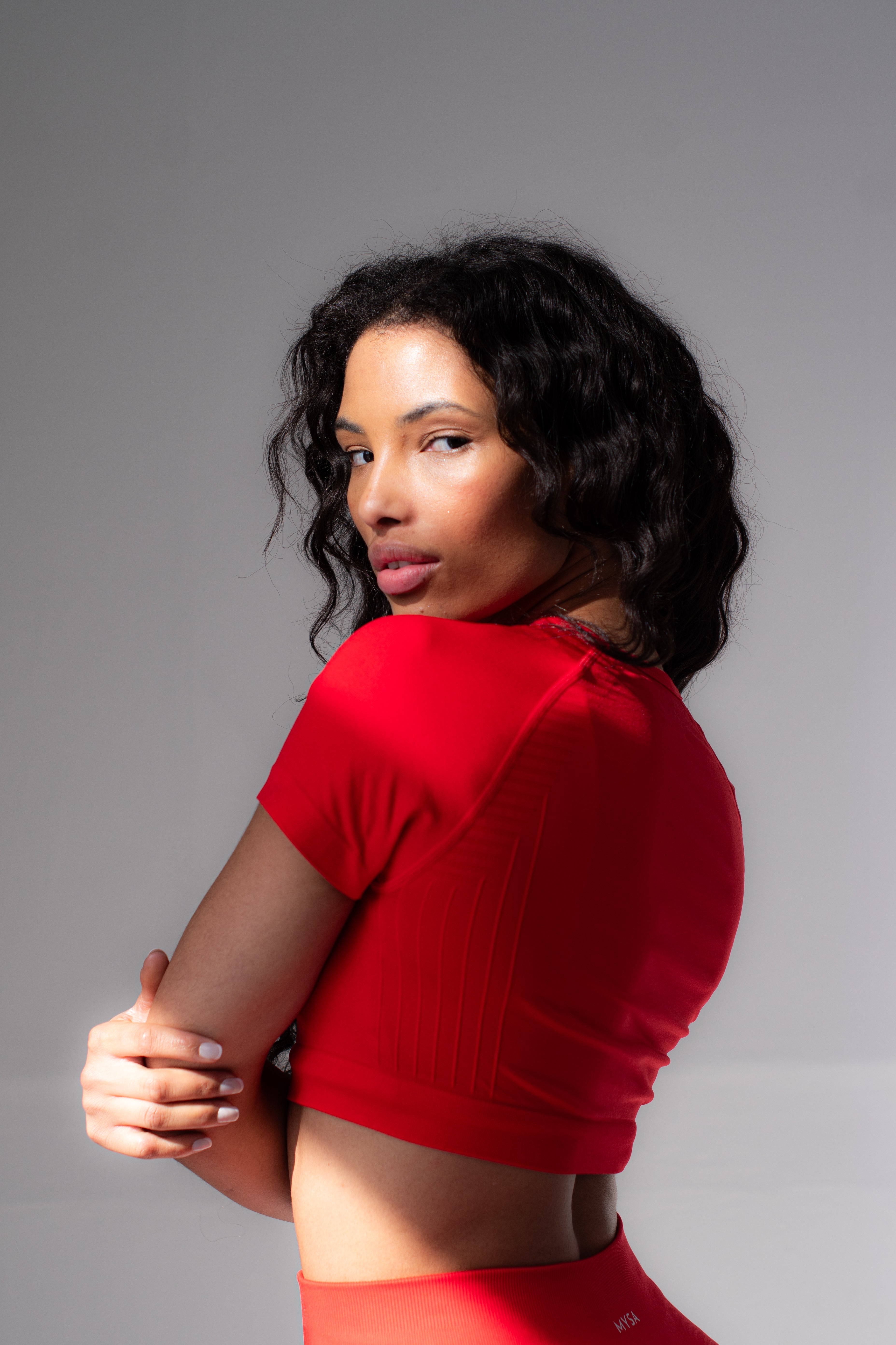 Motion SS Crop Top - Red