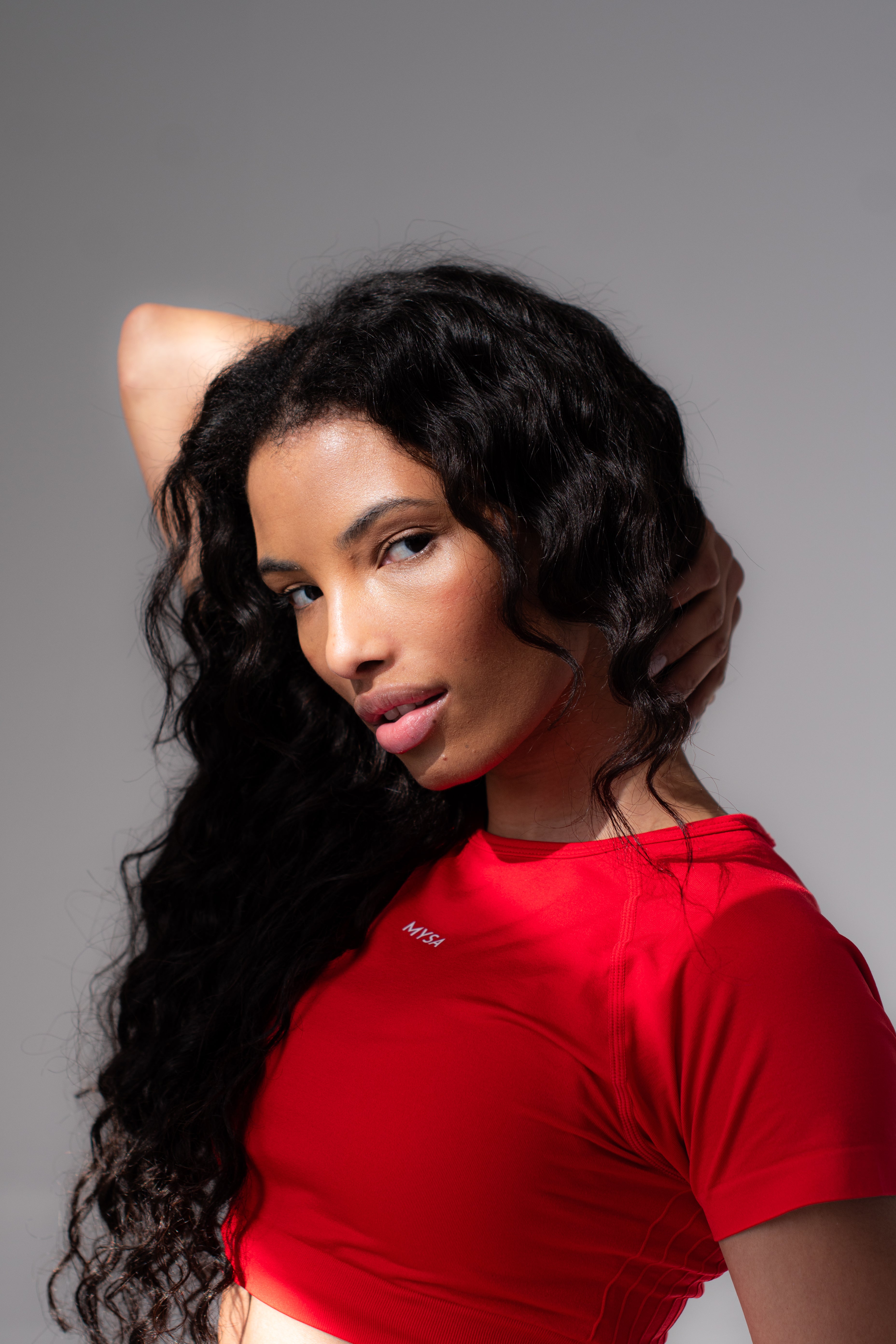 Motion SS Crop Top - Red